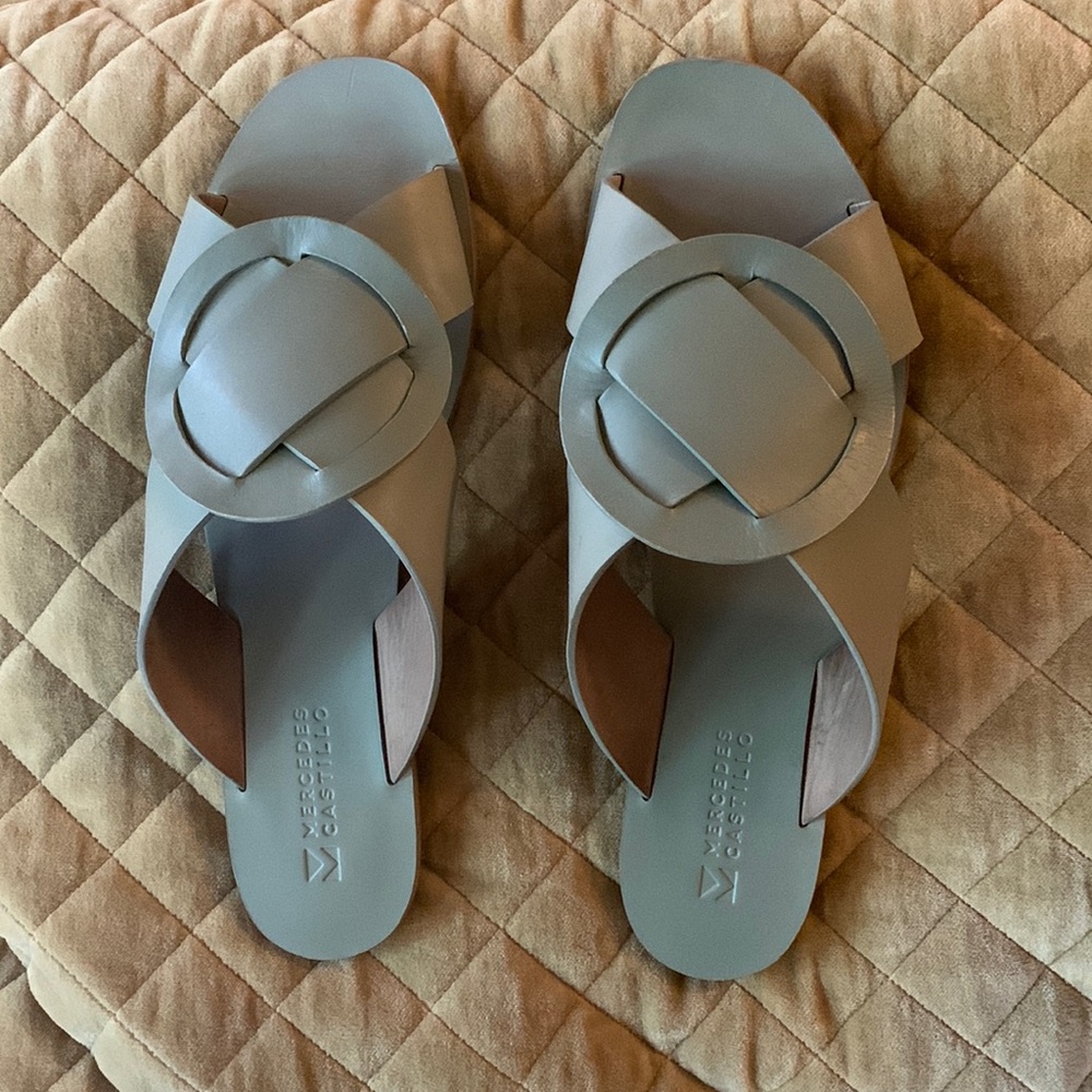 Mercedes Castillo Carlein Slide Leather Sandal Mint Leather Size 9